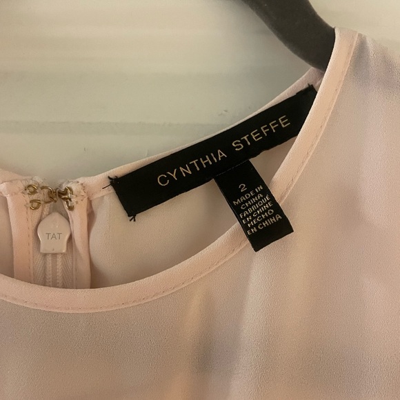 Cynthia Steffe Light Pink Gauzy 100% Silk Mini Dress Ruched Detailing Size 2 - Picture 2 of 6